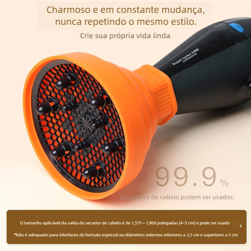 Silicone Difusor de Cachos Retrátil - Boca Flexível para Ativação de Cachos Definidos