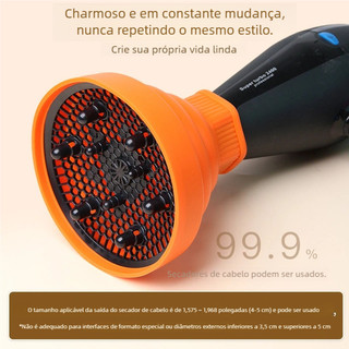 Silicone Difusor de Cachos Retrátil - Boca Flexível para Ativação de Cachos Definidos