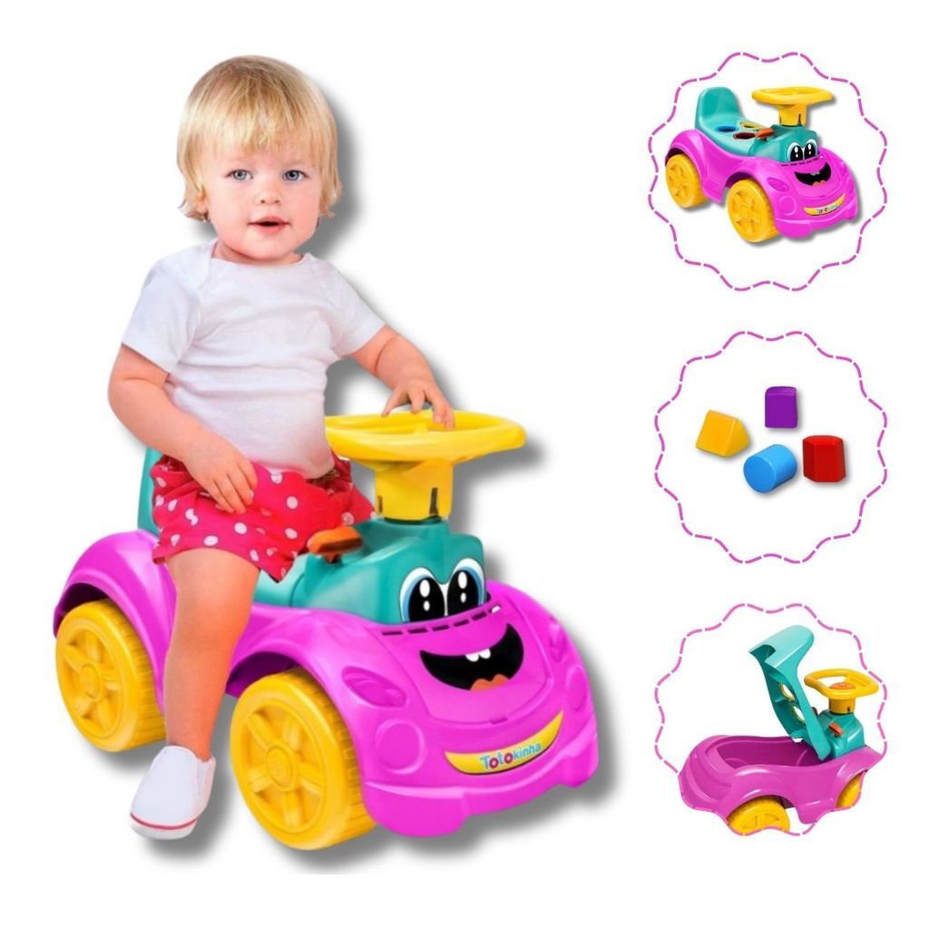 Brinquedo Infantil Totokinha SPORT Rosa - Buzina, Marcha, Porta-Objetos - Cardoso Toys