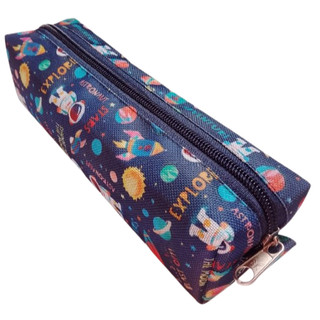 porta lapis estojo escolar simples em nylon 600 bolsinha um ziper