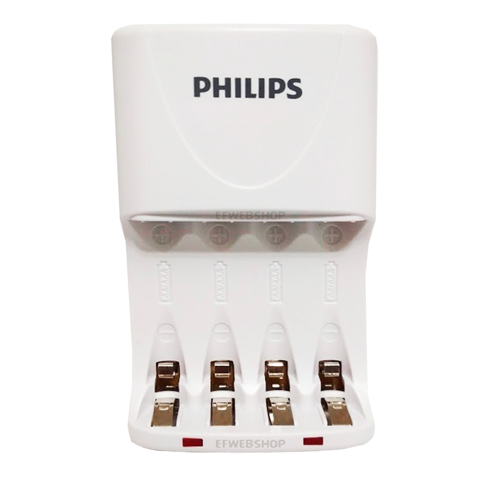 Philips Carregador De Pilha Recarregável + 4 Pilhas AA - Carregamento Simultâneo e Alta Capacidade