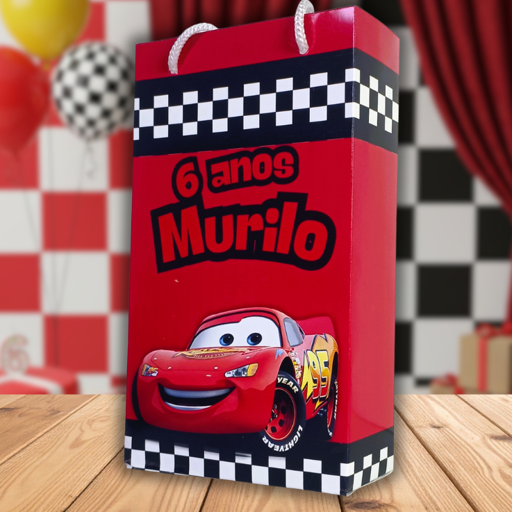 SACOLINHAS SURPRESA PERSONALIZADAS - Aniversário Festa CARROS Relâmpago Mcqueen - Lembrancinhas - Kit PEGUE E MONTE