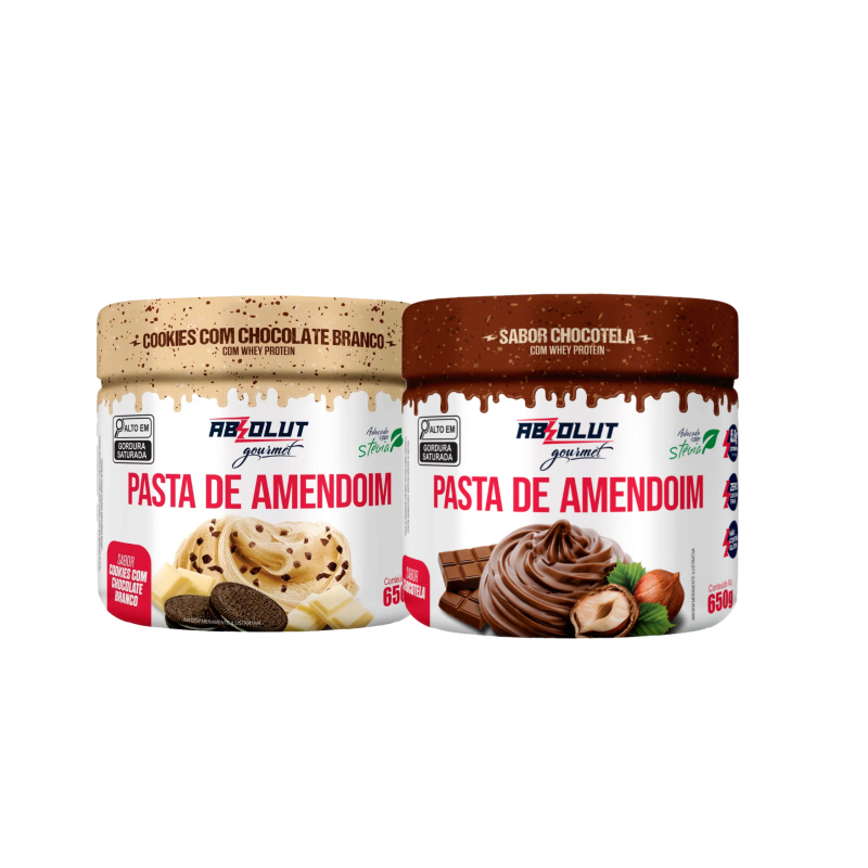 Kit 2x Pasta de Amendoim Absolut Gourmet Recheada 650g – Cremosa, Adoçada com Stevia e Sabor Irresistível