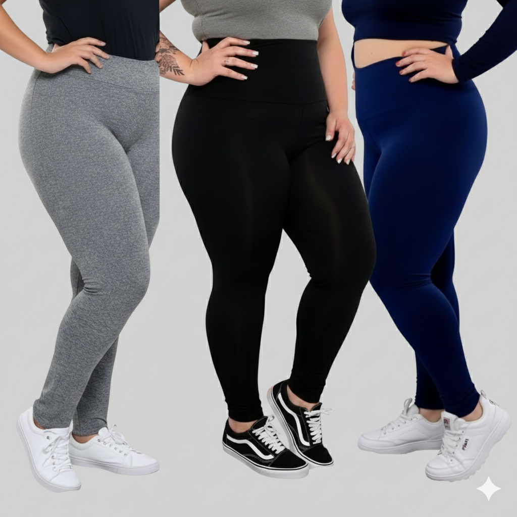Calça Feminina Legging Lisa Cintura Alta Plus Size Reforçada em Oferta na Shopee