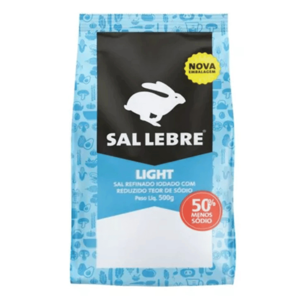 Sal Refinado Light Lebre 500g Reduzido Teor de Sódio 50% | Ideal Para Dietas