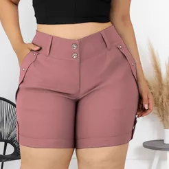 Shorts de Verão Feminino Plus Size: Com Bolso e Botões - Look Casual e Confortável