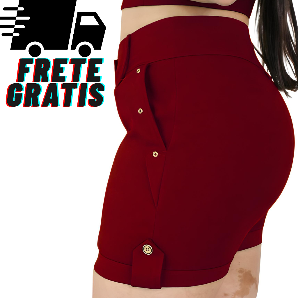 Shorts Feminino Social Verão 2025: Elegante e Liso com Bolso - Cintura Alta em Oferta na Shopee