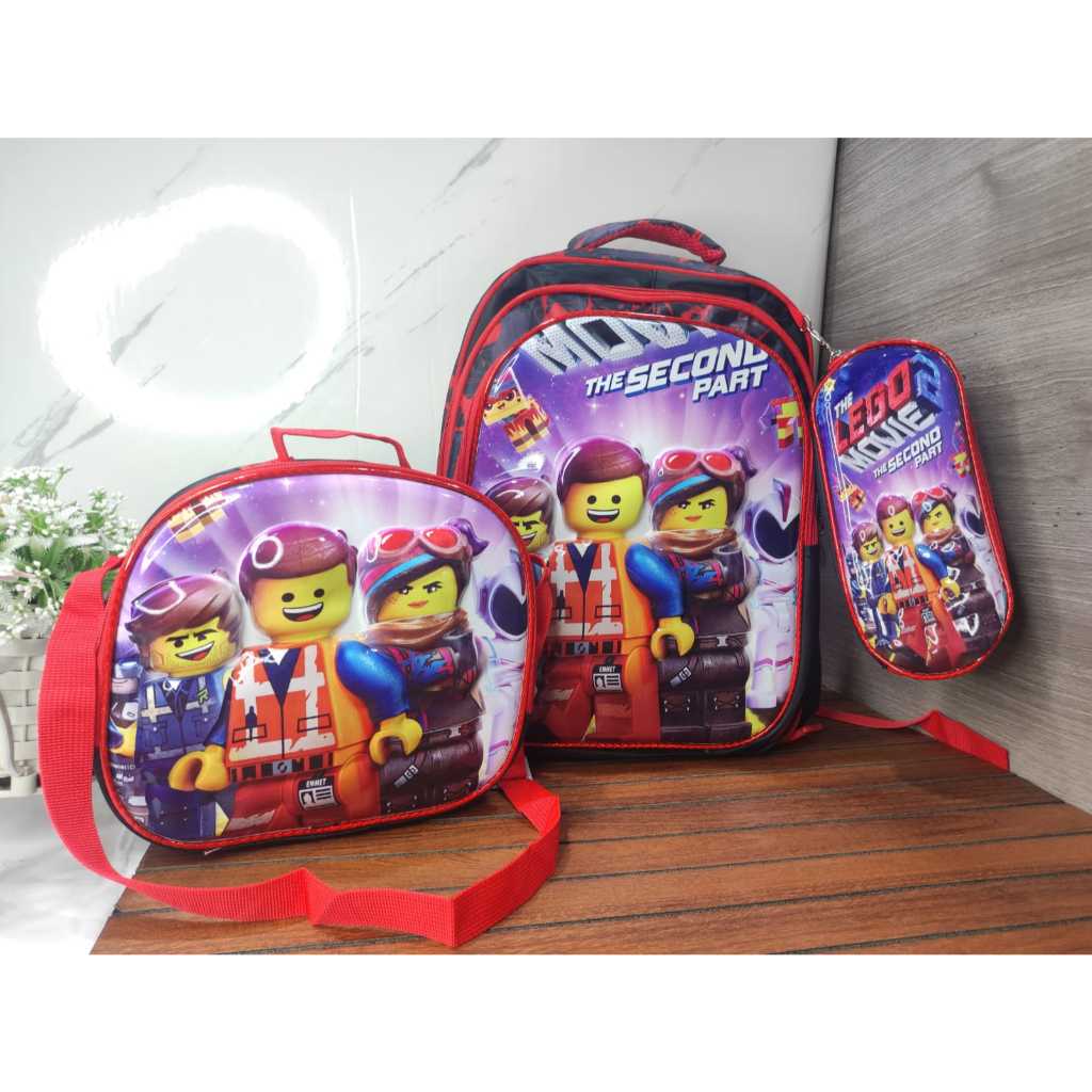 bolsa mochila escolar de costas, infantil kit com 3 peças em Oferta na Shopee