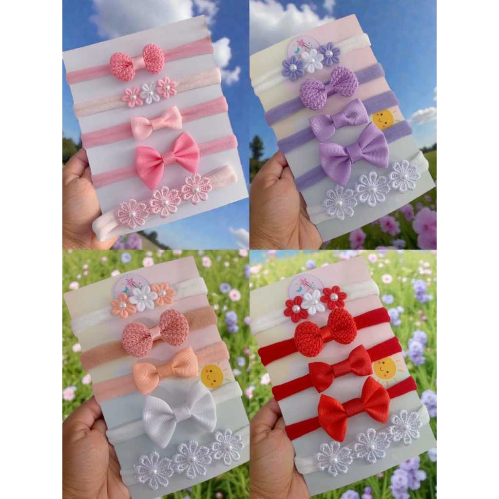 4 Kits Completos de Laços Bebês RN Faixinha Especial Conjunto 4 Cores em Oferta na Shopee