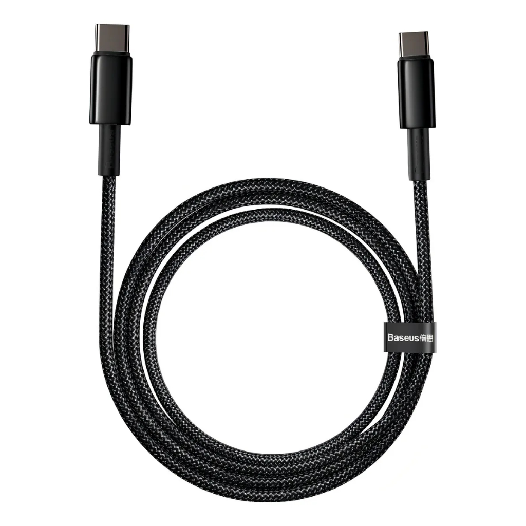 Cabo Tipo C Para Tipo C Baseus Tungsten Gold 100w 1m Preto