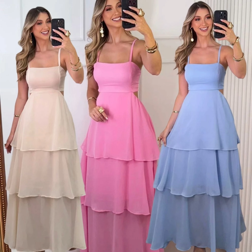 VESTIDO LONGO ELEGANTE SAIA TRÊS MARIAS — imagem 1