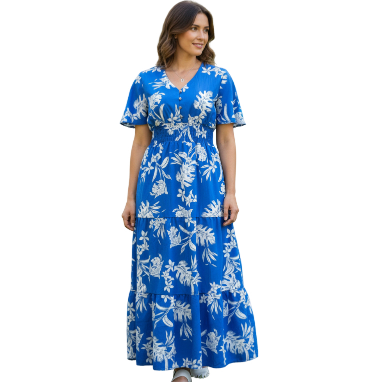 VESTIDO BOTON tamanho unico 40-46 ,tecido crepinho tem forro interno ,botao na frente funcional,con elastex na cintura em Oferta na Shopee