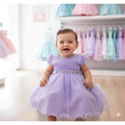 Vestido lilas festa infantil luxo realeza bebe daminha RN a 3 anos
