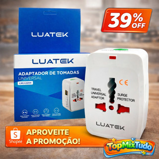 Adaptador Tomada Universal Viagem Internacional 2 USB Bivolt Europa EUA