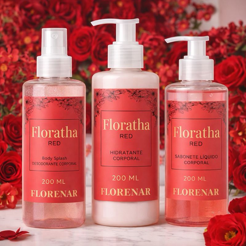 1 Kit Feminino Body Splash Florata Red com gliter 200Ml + 1 Hidratante 200ML + 1 Sabonete 200Ml em Oferta na Shopee