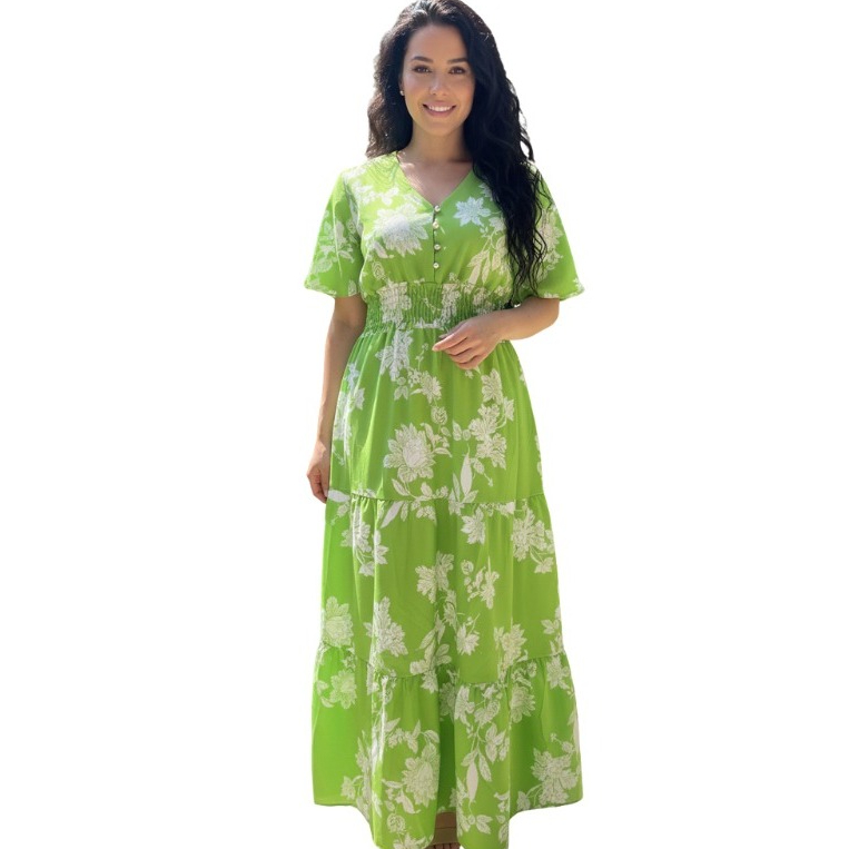 VESTIDO BOTON tamanho unico 40-46 no tecido crepinho botoes frontal e funcionais e elastex na cintura em Oferta na Shopee