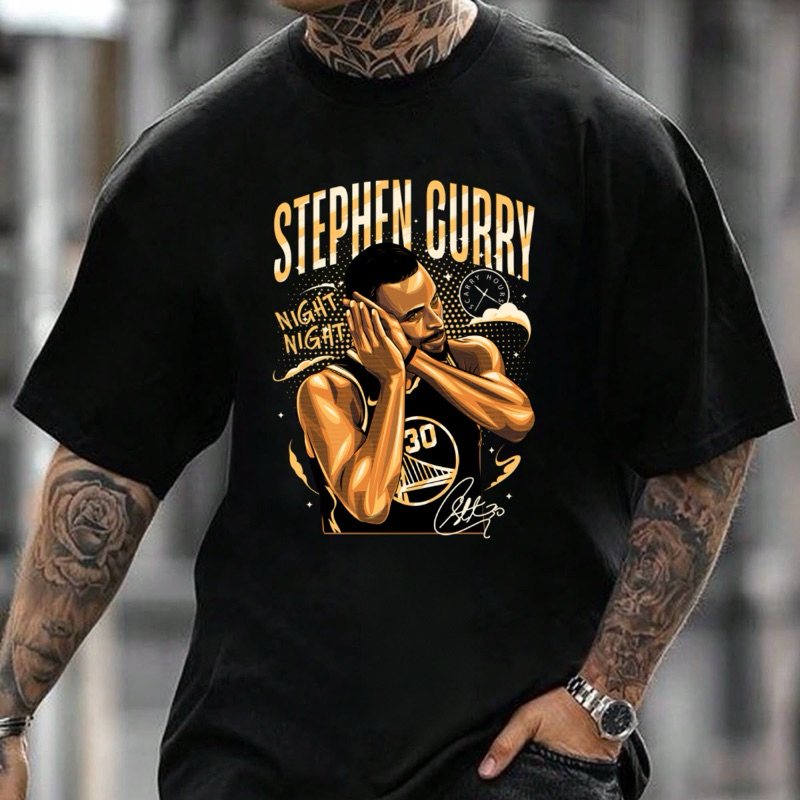 Camiseta Oversized Stephen Curry Night Night NBA Warriors - Streetwear Gringa Aesthetic Basquete Algodão Unissex