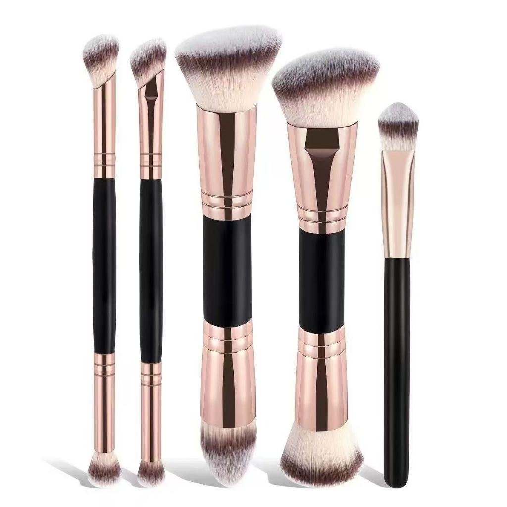 Kit 5 Pincéis Duo 2 em 1  – 9 Pontas para Base, Corretivo, Pó e Esfumado 025-051 em Oferta na Shopee