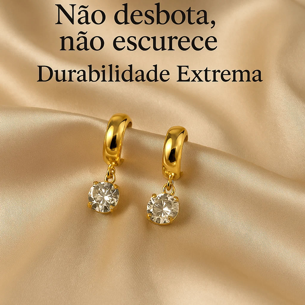 Brinco Feminino Folheado a Ouro com Zircônia | Não Desbota, Antialérgico em Oferta na Shopee