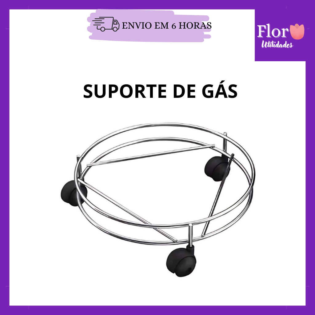 Suporte de Gás 20 kg Com Rodinha Reforçado Inox Grande Pequeno