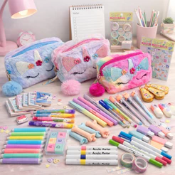 Kit Papelaria Kawaii Surpresa 12 ou 15 Itens Fofos Escolar Presente Criativo