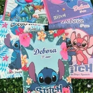 kit 5 cadernos brochurao 80 folhas. Caderno 80 folhas com personalização com nome e tema diversificado.5 cadernos