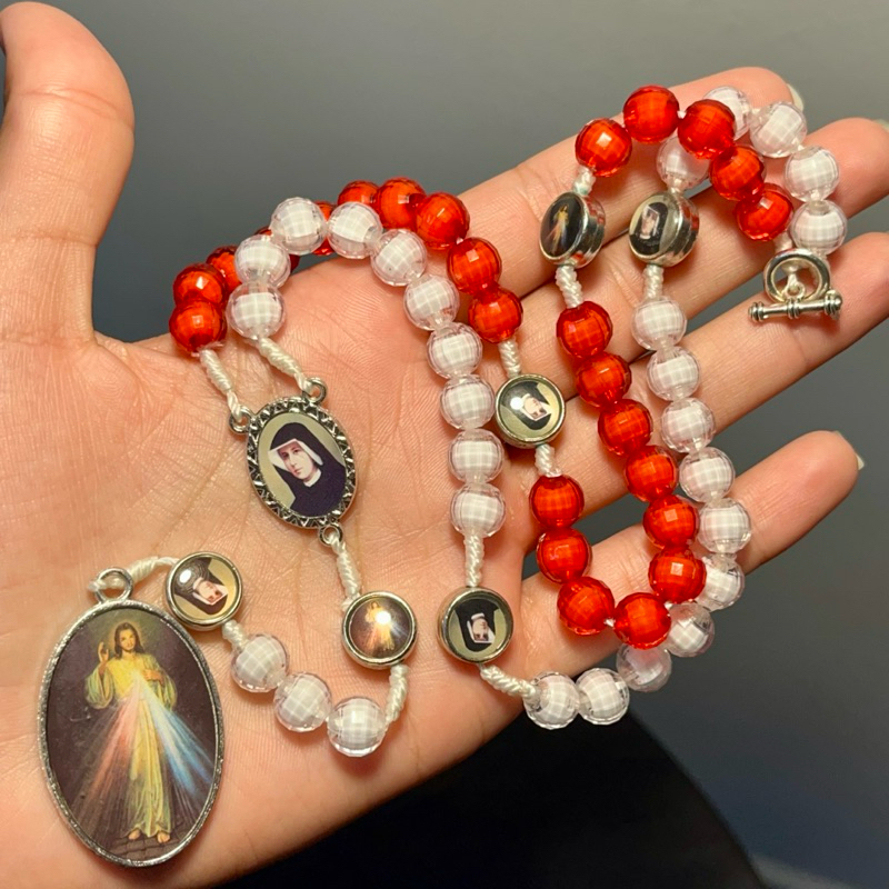 Terço Da Misericórdia Original Jesus Misericordioso e Santa Faustina Resinado