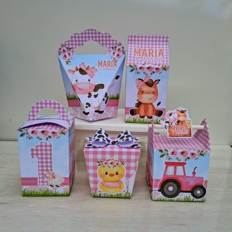 Kit caixas Personalizada FAZENDINHA ROSA/MENINA /lembrancinha para festa/mimo de aniversário