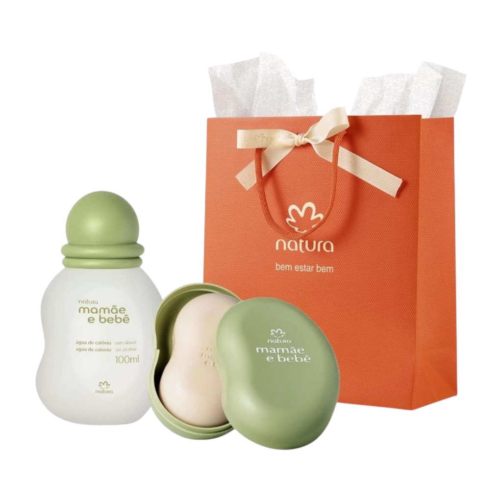 Combo Kit Natura Mamãe e Bebê Tradicional Colônia 100ml + Sabonete com Saboneteira