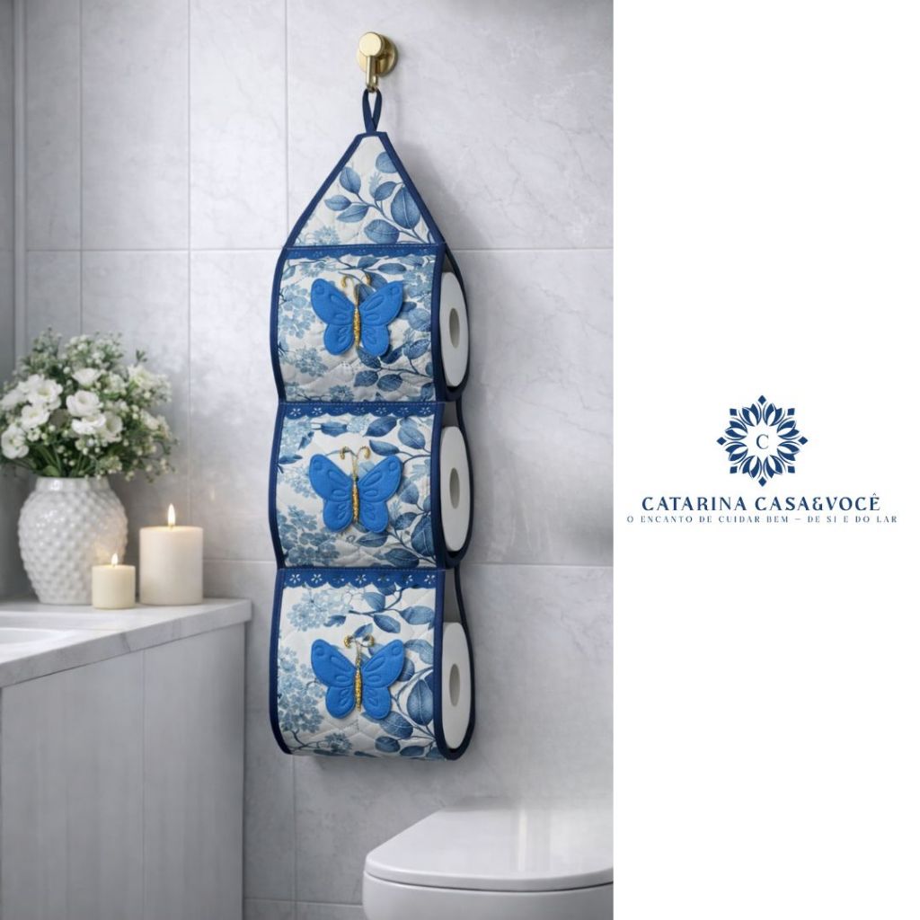 Porta De Papel Higiênico Tecido Matelado Avulso Para 3 Rolos C/ Aplicação e Aviamento em Oferta na Shopee