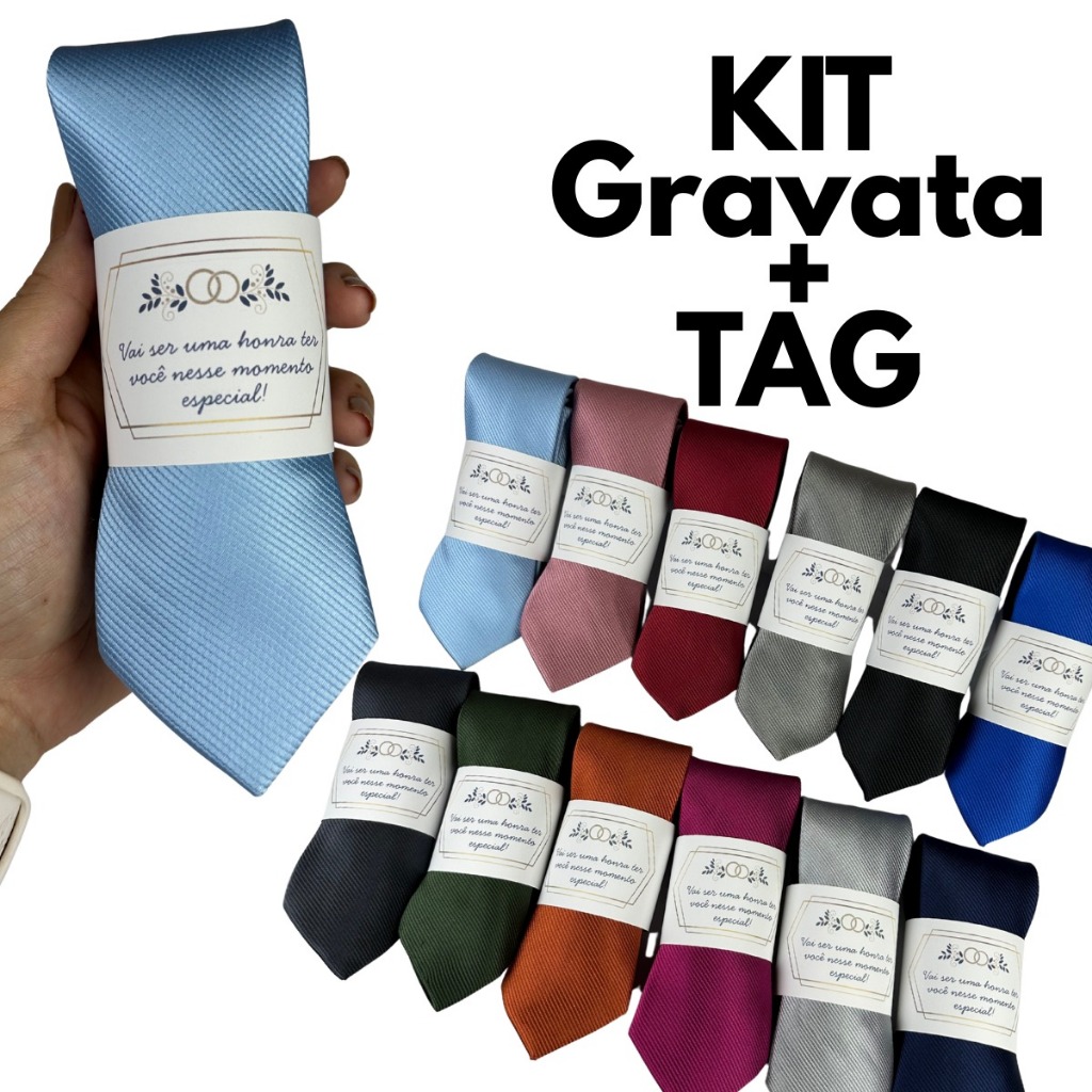 Kit 5 a 20 Gravata com Tag para Convite de Casamento Escolha a Cor em Oferta na Shopee