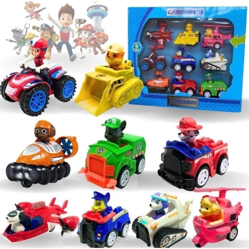 Kit Carrinhos Patrulha Canina Com 9 Carros De Fricção Brinquedo Infantil Premium - Envio Imediato