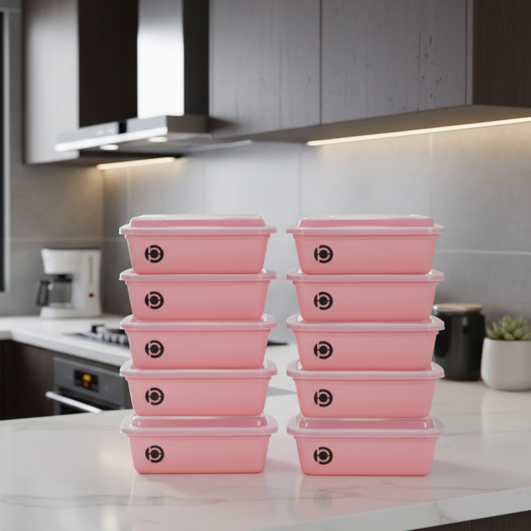 Kit 10 Potes Plásticos 750ml - BPA Free - Marmita Refeição - Microondas Freezer Organizador Cozinha