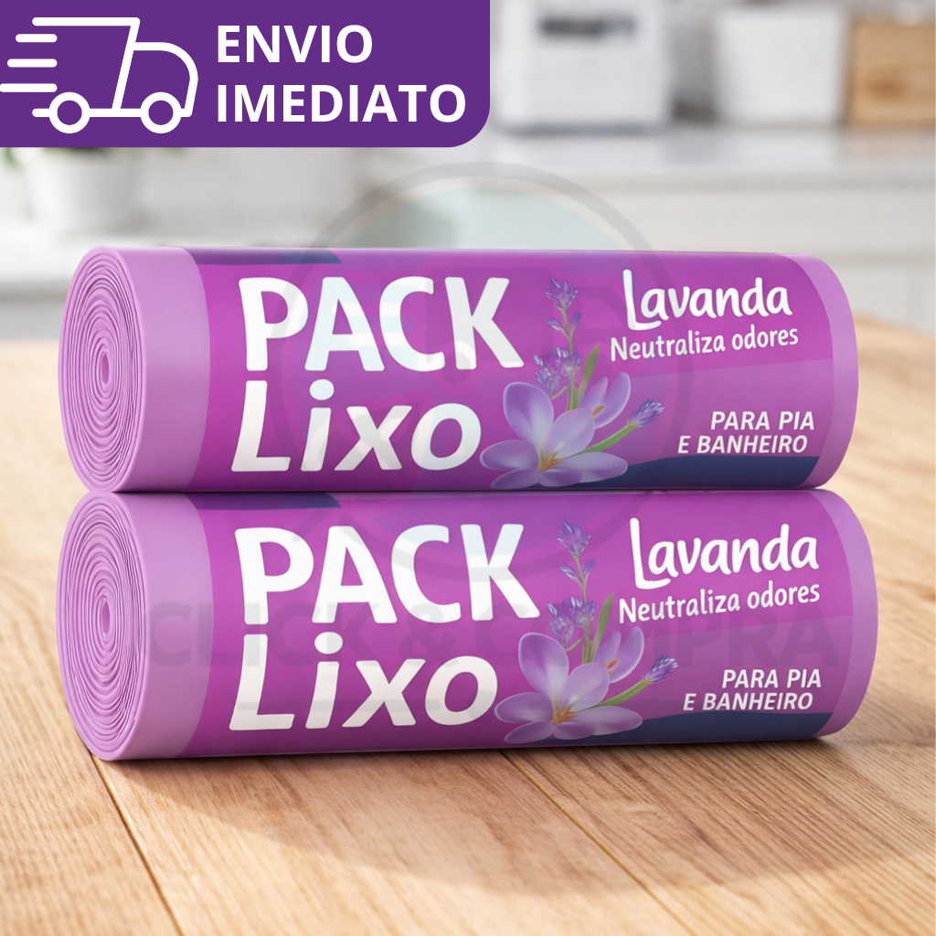 KIT Sacos de Lixo Lavanda Para Banheiro e Pia 34x38cm Perfumado Neutraliza Odores