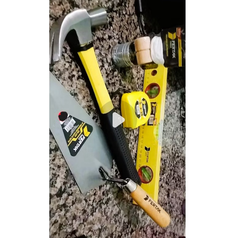 Kit Ferramentas Pedreiro Obra Reforma Colher Martelo Prumo Trena Nível - Kit 5 Peças Profissional PROMOÇÃO