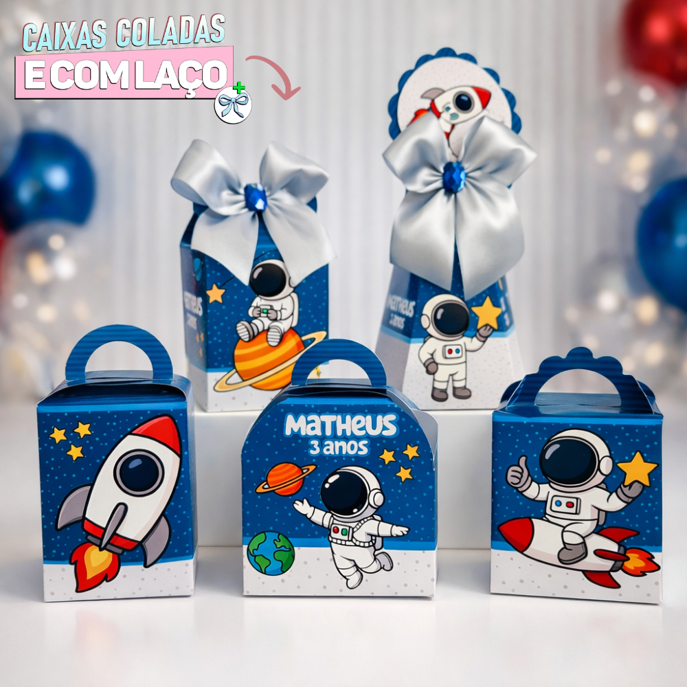 Kit de Caixas Astronauta Personalizada + BRINDE /Lembrancinha de Festa /Aniversário
