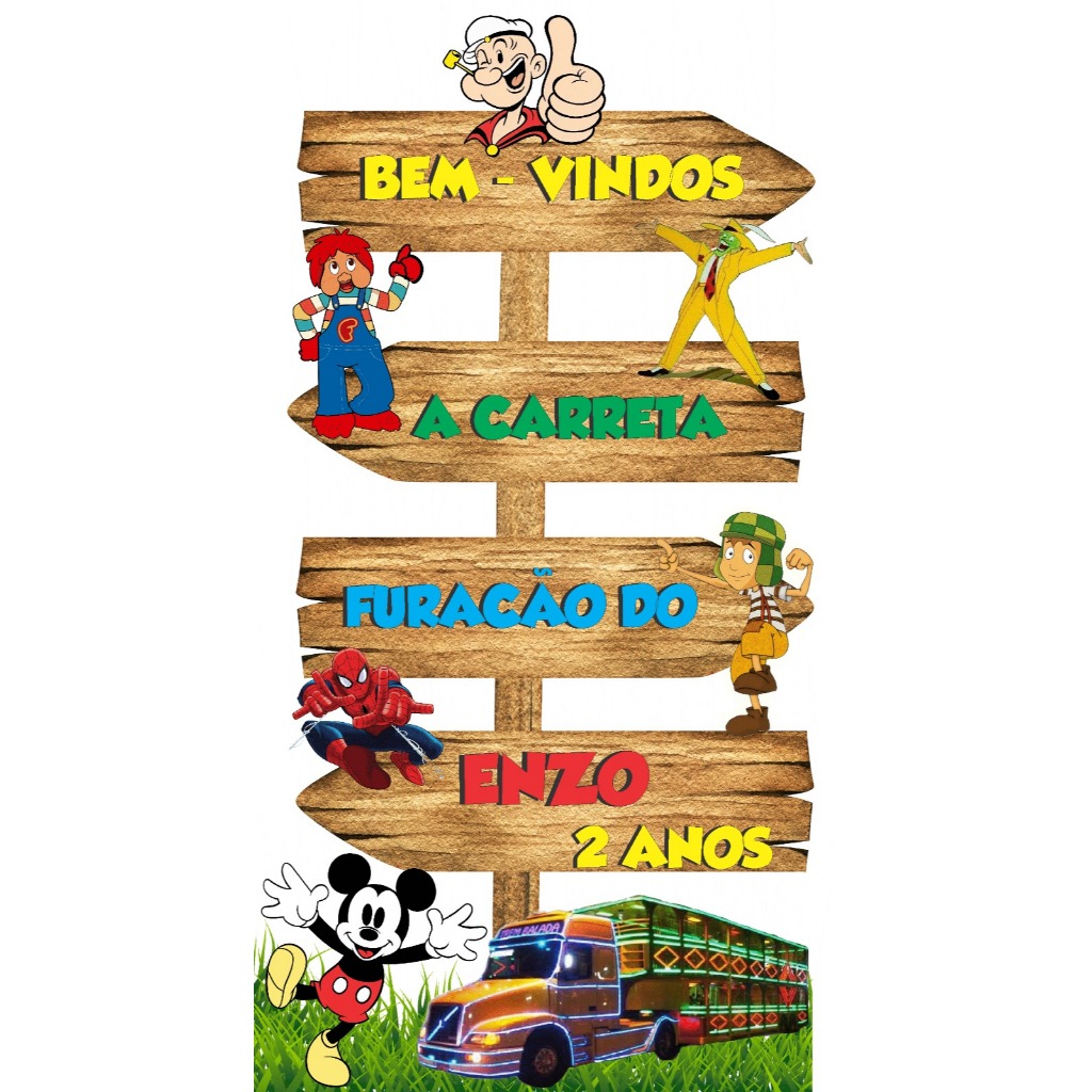 1 DISPLAY PLACA CARRETA FURACÃO, MDF 3 MM, DECORAÇÃO DE FESTA