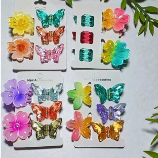 Kit  20 de Presilhas de Cabelo Borboleta e Flor – Coloridas e Delicadas em acrílico
