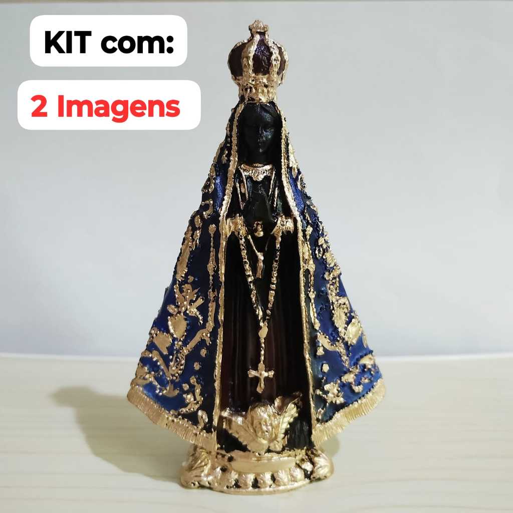 KIT Imagem Nossa Senhora Aparecida Tradicional 15cm - 2 Unidades