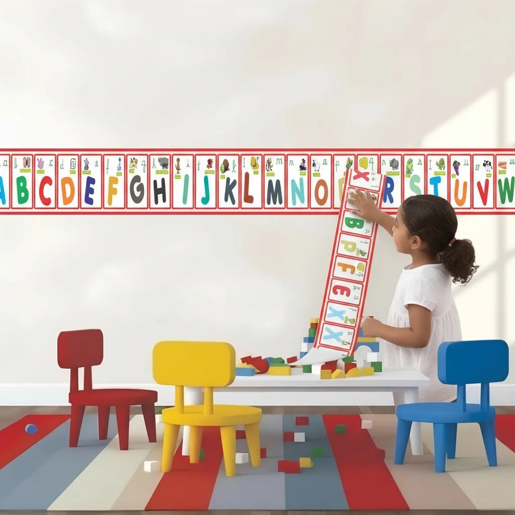 Faixa Decorativa Alfabeto 3 Metros Com 25 cm De Altura para escola e quartos