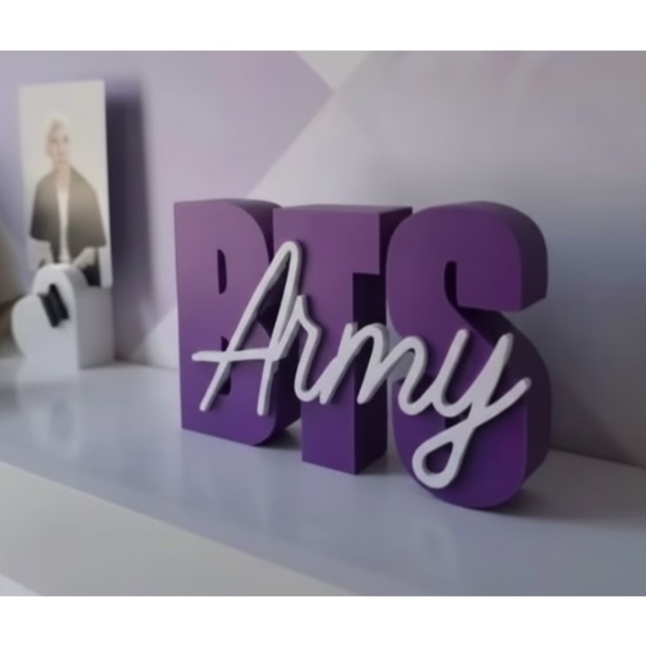 Letreiro BTS ARMY 3D Roxo 💜 K-Pop Bangtan | Decoração Premium ARMY ✨