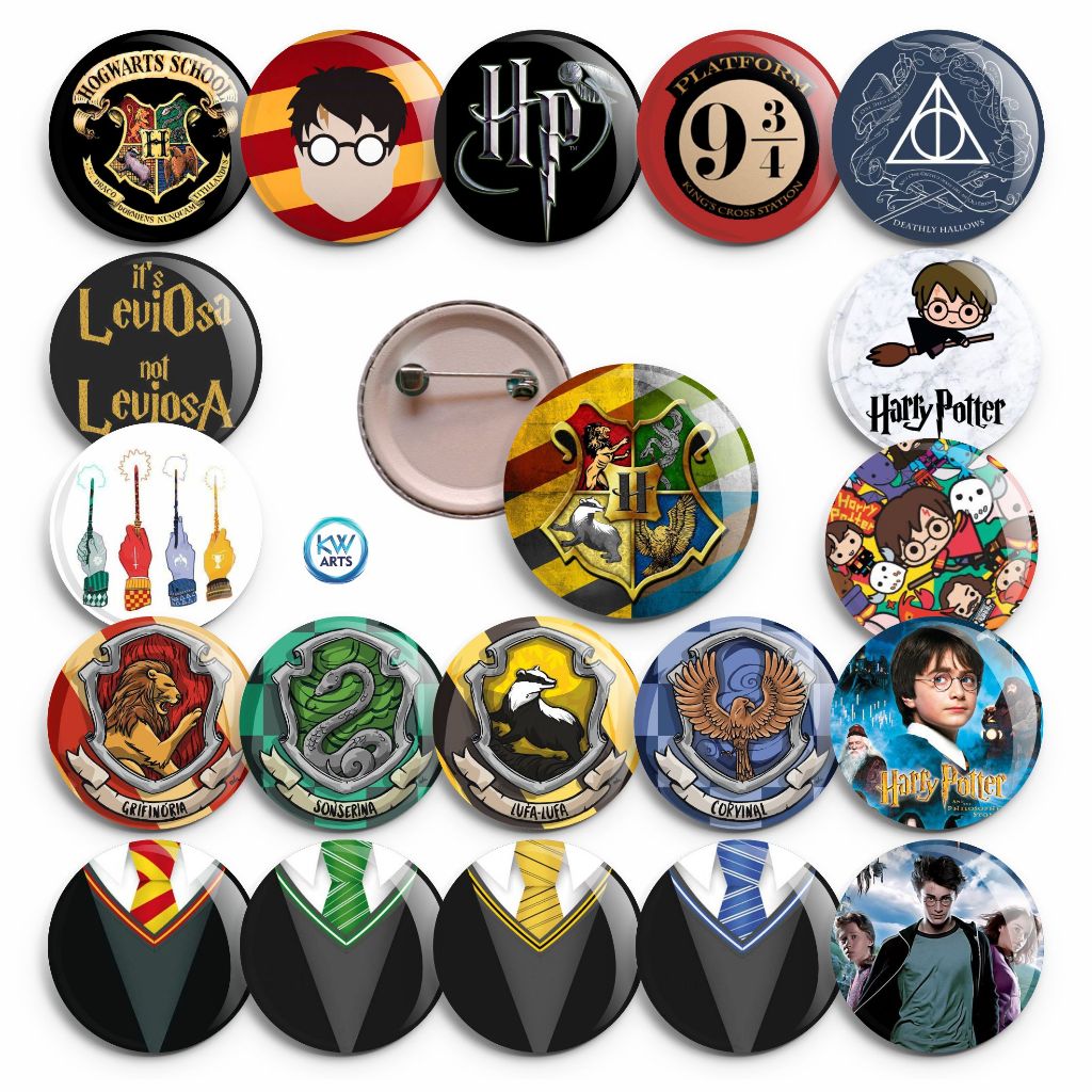 Botons HP - Kit 10 botons 3,5cm - HP - Grifinoria - Sonserina - Lufa lufa - Corvinal - Bottons - Broche