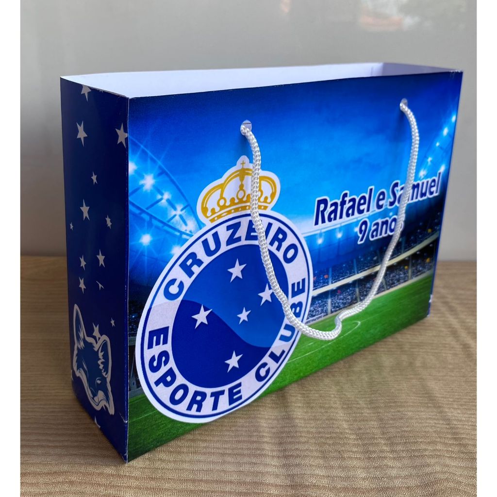 Sacolinha Surpresa G Cruzeiro Esporte Clube Personalizada com nome Festa Infantil Chá Aniversário Lembrancinhas