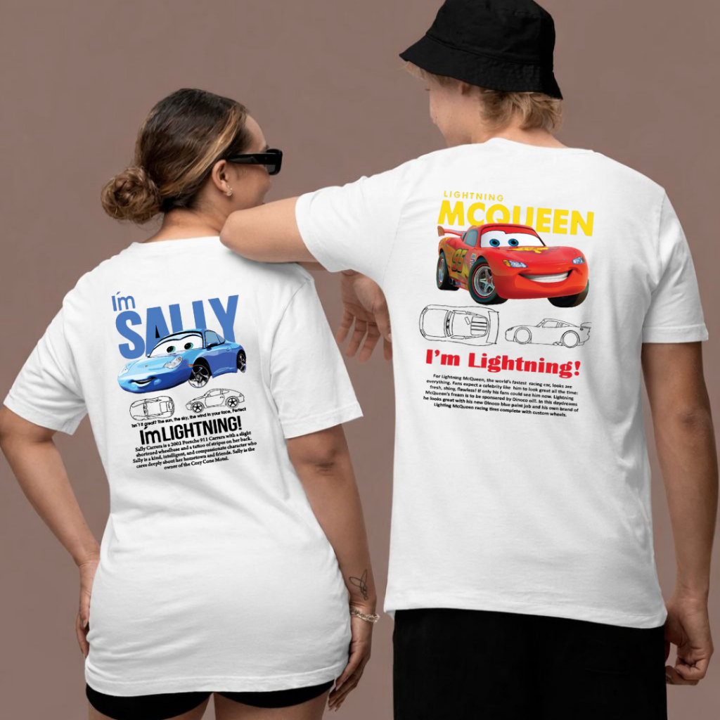 Kit 2 Camiseta Casal relâmpago McQueen e Sally 100% Algodão camisa Confortável blusa Mcqueen