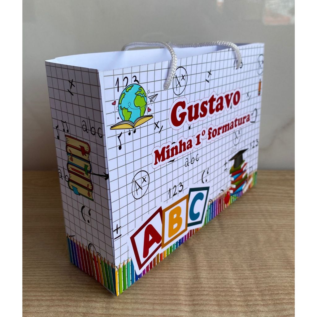 Sacolinha Surpresa G Formatura ABC  Personalizada com nome Festa Infantil Chá Aniversário Lembrancinhas