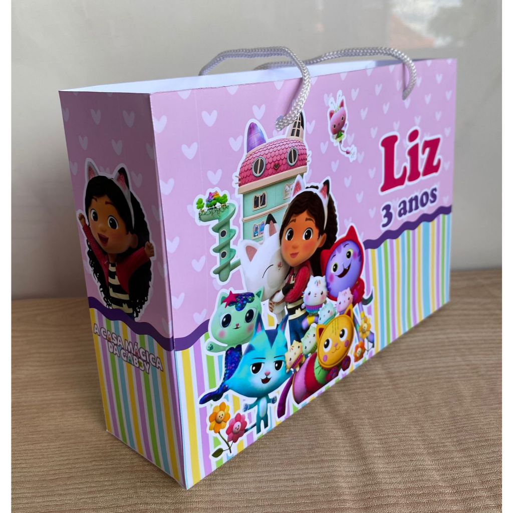 Sacolinha Surpresa G A Casa Mágica da Gabby Personalizada com nome Festa Infantil Chá Aniversário Lembrancinhas