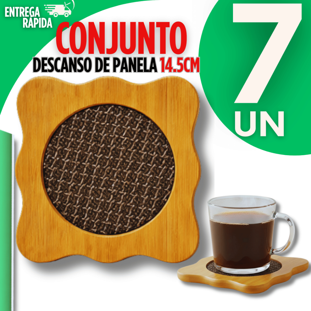 KIT 7 Descanso de Panela Bambu Casa Cozinha Jantar Premium Prático Protege a Mesa Quente Utilidades