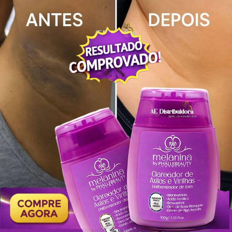 Clareador Axilas e Virilhas Phállebeauty 100g | Uniformiza Tom da Pele com Niacinamida e Rosa Mosqueta em Oferta na Shopee