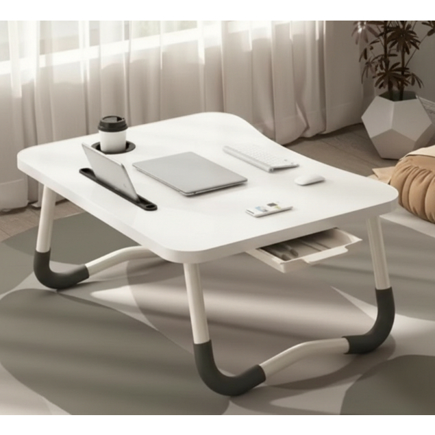 Mesa Portátil Dobrável Multifuncional C/ Gaveta - P/ Notebook Home Office Estudo Refeição Cama  Atividades Ao Ar Livre