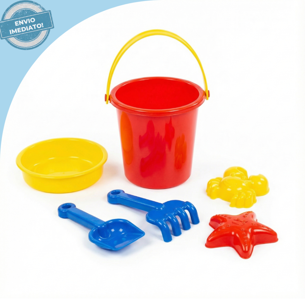 Kit 1/2 Baldinhos De Praia Infantil Com Pazinha e Forminhas Diversão Garantida Na Areia